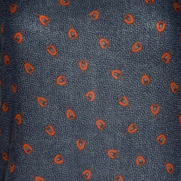 Urban Outfitters Cooperative Blouse Navy Blue Orange‎ Slit Open Back Semi Sheer - Picture 5 of 7